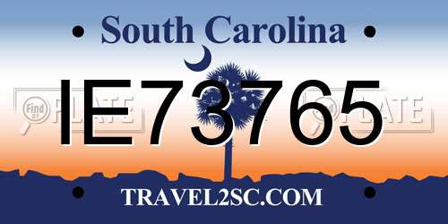 IE73765 South Carolina License Plate