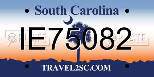 IE75082 South Carolina License Plate