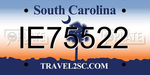 IE75522 South Carolina License Plate