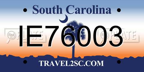IE76003 South Carolina License Plate