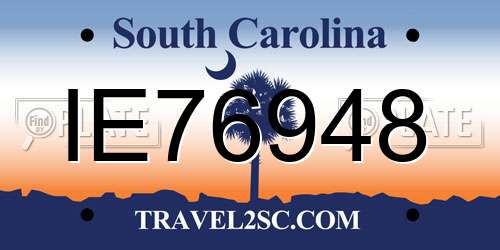 IE76948 South Carolina License Plate