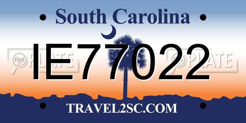 IE77022 South Carolina License Plate