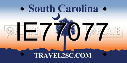 IE77077 South Carolina License Plate