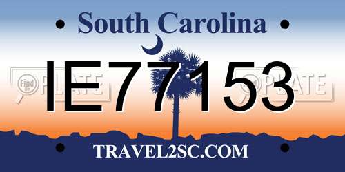 IE77153 South Carolina License Plate