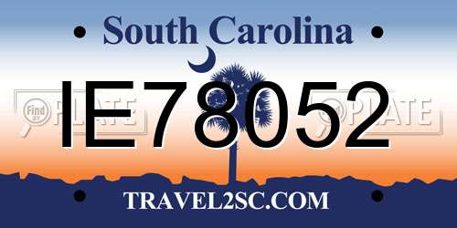 IE78052 South Carolina License Plate