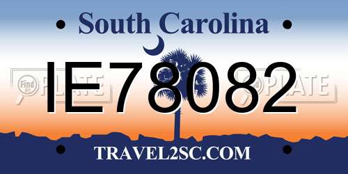 IE78082 South Carolina License Plate