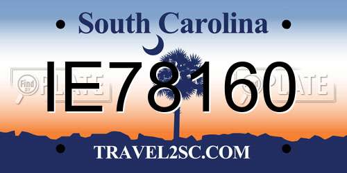 IE78160 South Carolina License Plate