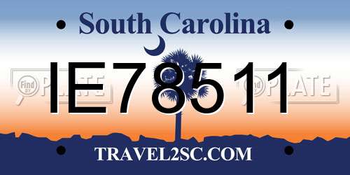 IE78511 South Carolina License Plate