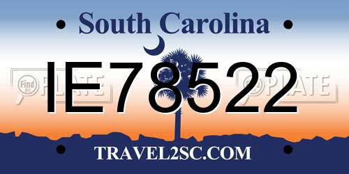 IE78522 South Carolina License Plate