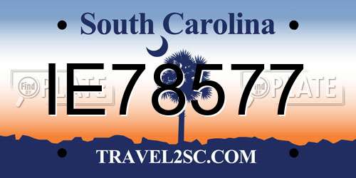 IE78577 South Carolina License Plate