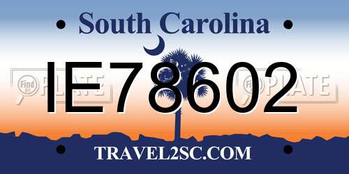IE78602 South Carolina License Plate