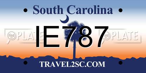 IE787 South Carolina License Plate