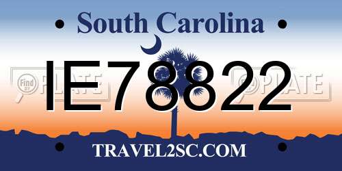 IE78822 South Carolina License Plate