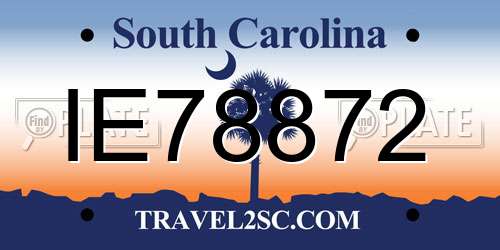 IE78872 South Carolina License Plate