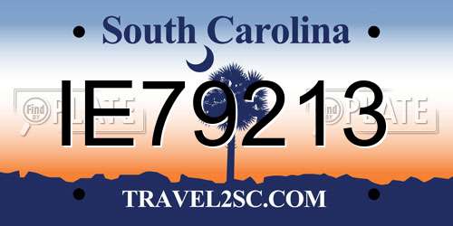 IE79213 South Carolina License Plate
