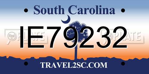 IE79232 South Carolina License Plate