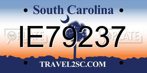 IE79237 South Carolina License Plate