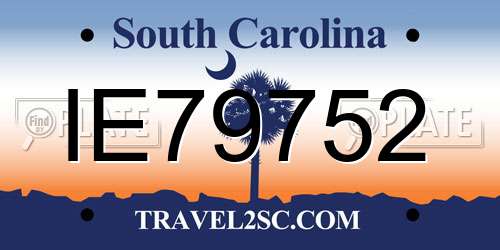 IE79752 South Carolina License Plate