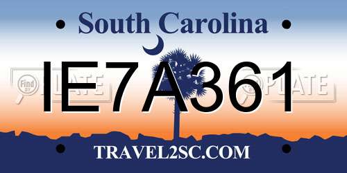 IE7A361 South Carolina License Plate
