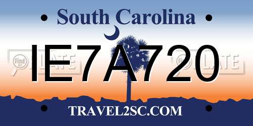 IE7A720 South Carolina License Plate