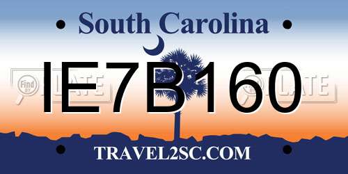 IE7B160 South Carolina License Plate