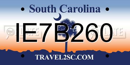 IE7B260 South Carolina License Plate