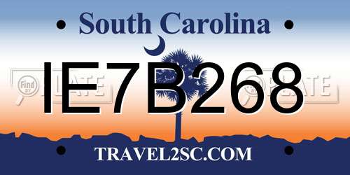 IE7B268 South Carolina License Plate