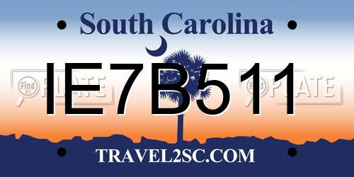 IE7B511 South Carolina License Plate