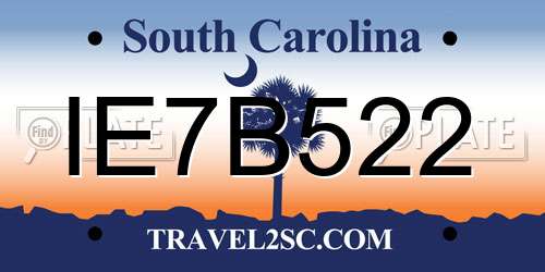 IE7B522 South Carolina License Plate