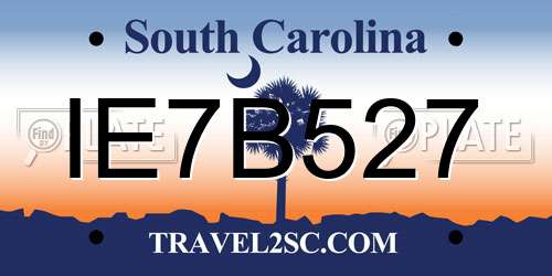 IE7B527 South Carolina License Plate