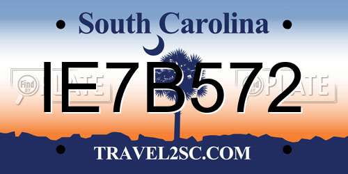 IE7B572 South Carolina License Plate