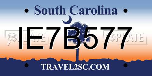 IE7B577 South Carolina License Plate