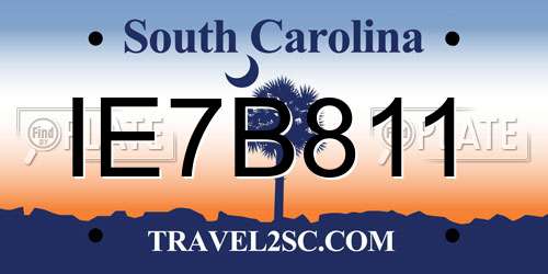 IE7B811 South Carolina License Plate