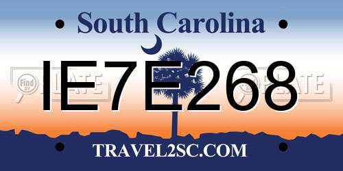 IE7E268 South Carolina License Plate