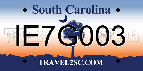 IE7G003 South Carolina License Plate