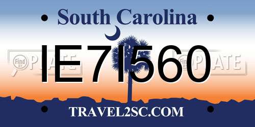 IE7I560 South Carolina License Plate