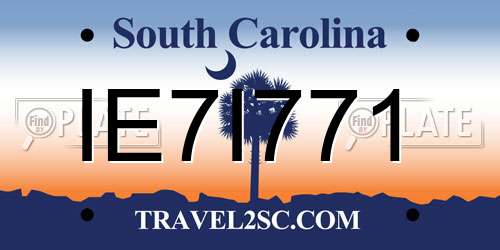 IE7I771 South Carolina License Plate