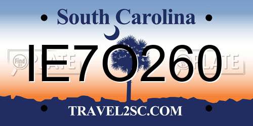 IE7O260 South Carolina License Plate