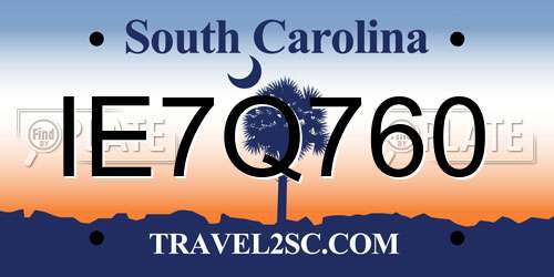 IE7Q760 South Carolina License Plate