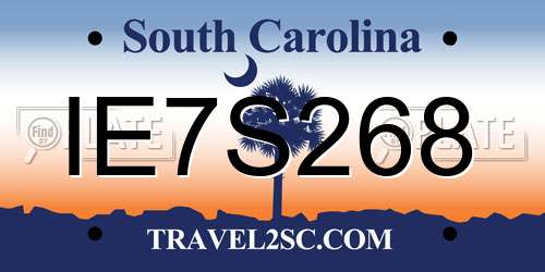 IE7S268 South Carolina License Plate