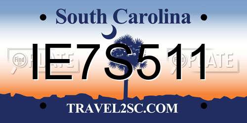 IE7S511 South Carolina License Plate