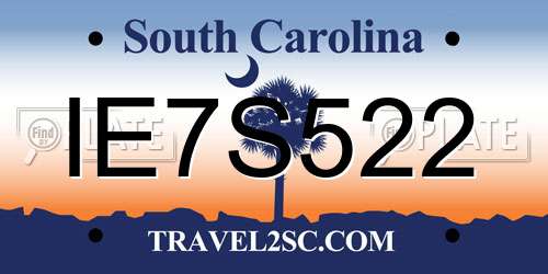 IE7S522 South Carolina License Plate