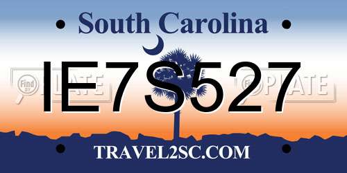 IE7S527 South Carolina License Plate
