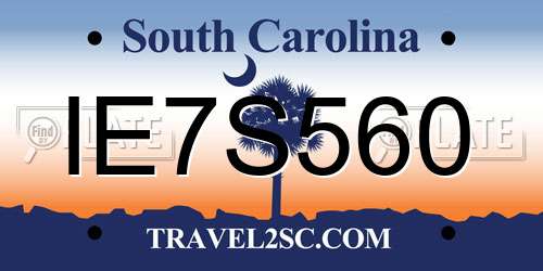 IE7S560 South Carolina License Plate