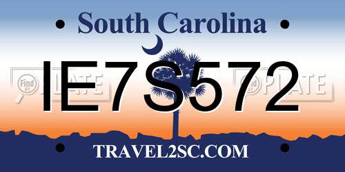 IE7S572 South Carolina License Plate