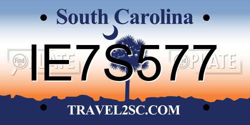 IE7S577 South Carolina License Plate