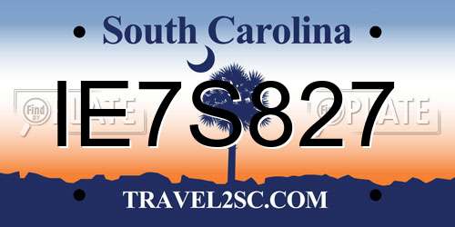 IE7S827 South Carolina License Plate