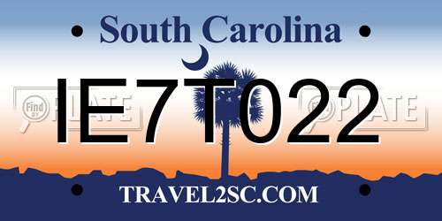 IE7T022 South Carolina License Plate