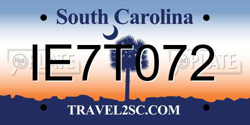 IE7T072 South Carolina License Plate