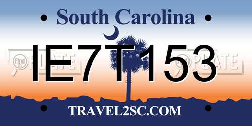 IE7T153 South Carolina License Plate